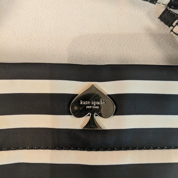 Kate Spade Flatiron Cammy Striped Nylon Shoulder Bag Purse Black White Crossbody - Picture 2 of 16